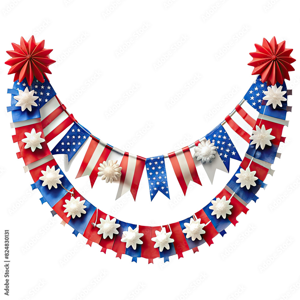 Obraz premium Independence Day garland, isolated on transparent background.