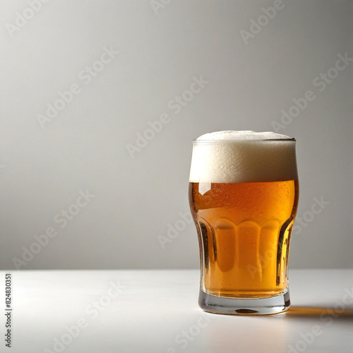 Refreshing glass of beer on table