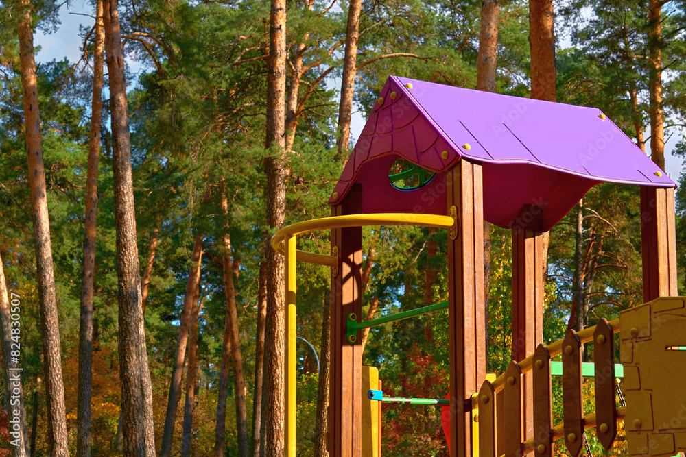 Summer spring children's playground in park Summer spring children's playground in park