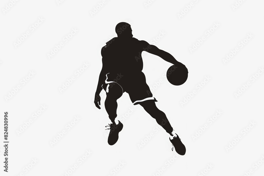 Fototapeta premium Silhouette of a basketball player dribbling