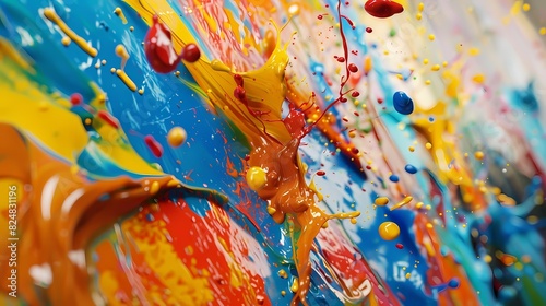 Burst of vibrant paint splashes  infusing the scene with color and dynamism