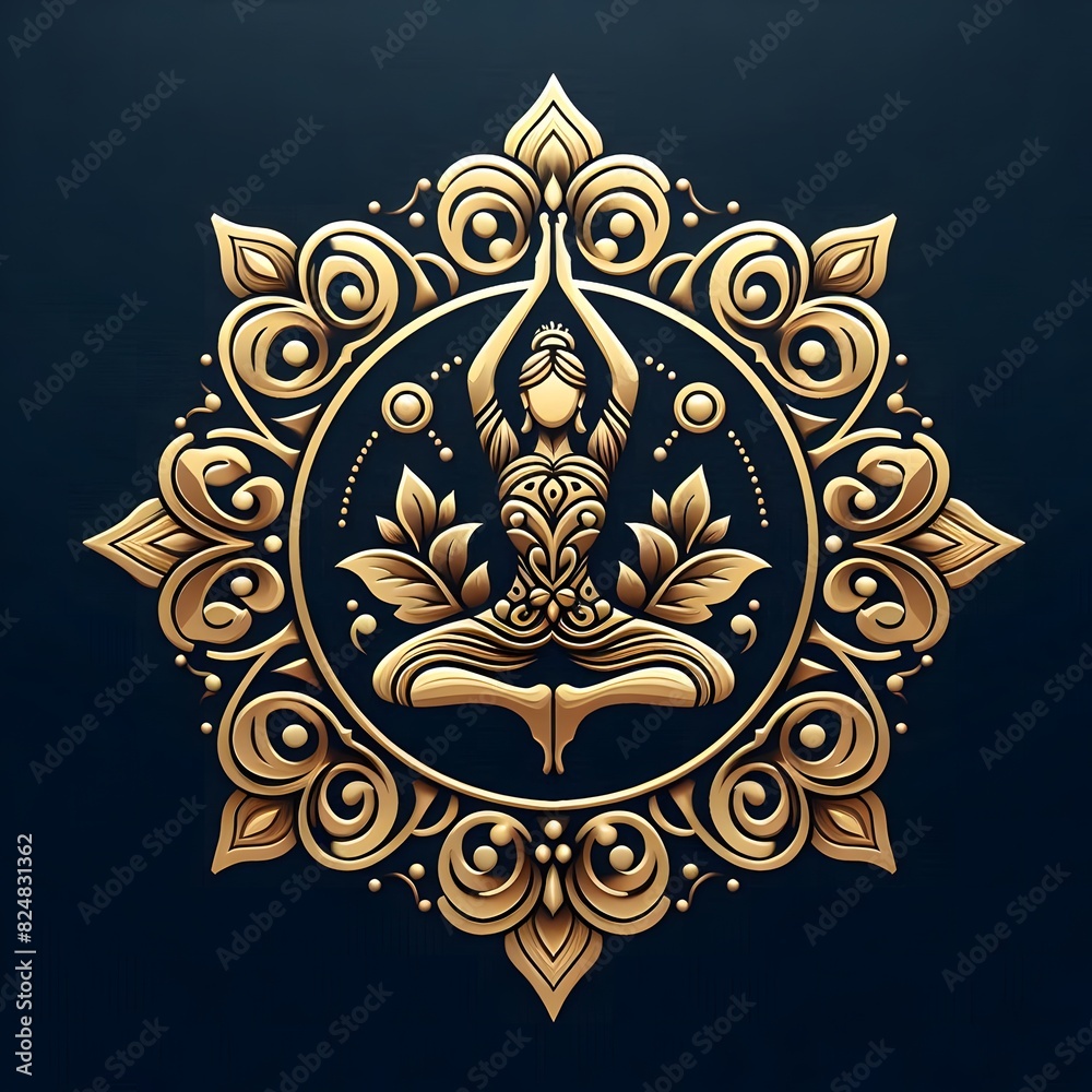 AI Generate of Luxury Yoga Meditation Logo Concept Stock Vector with Dark Black Background AI Generate of Luxury Yoga Meditation Logo Concept Stock Vector with Dark Black Background