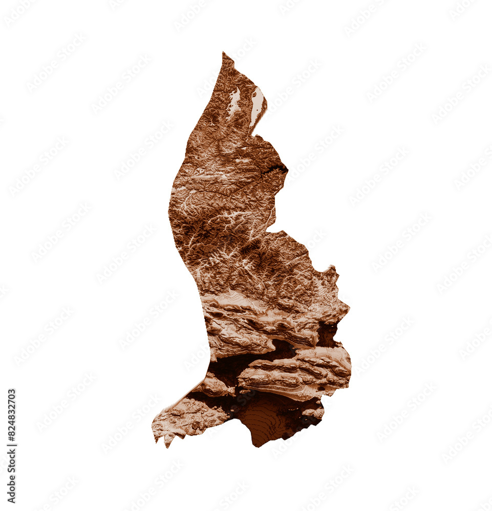 Map of Liechtenstein in old style, brown graphics in a retro style Vintage Style. High detailed 3d illustration
