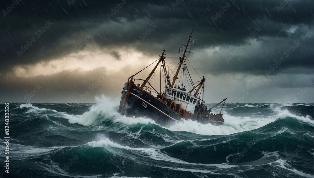 Naklejka premium boat in the sea