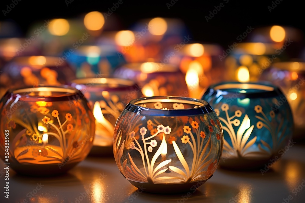 Tea Light Holders: Close-ups of decorative tea light holders. Tea Light Holders: Close-ups of decorative tea light holders.