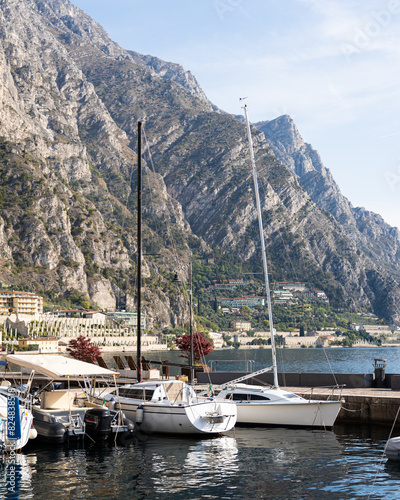 Boats in marine on the lake Garda.
