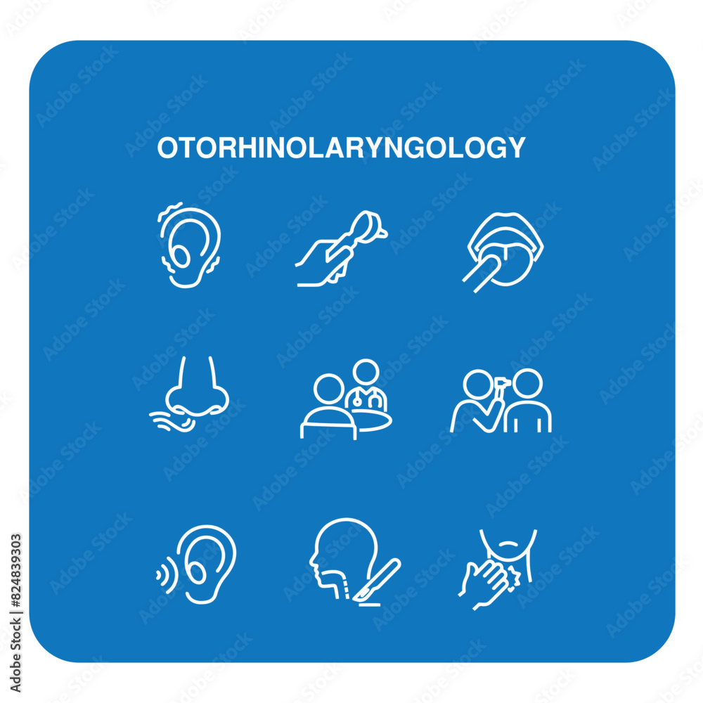 Otorhinolaryngology lined icons set vector design , medical icon