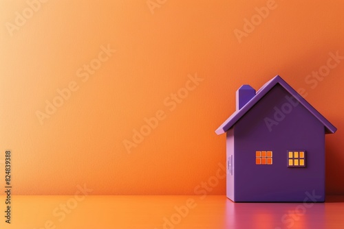 A Violet And Orange House On Orange Background