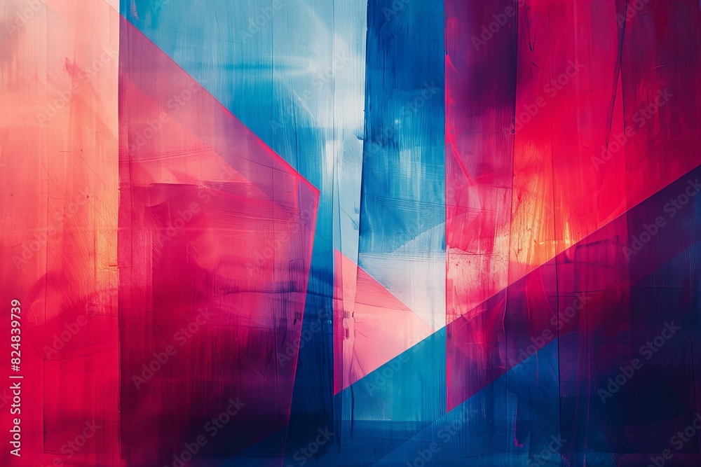 Depicting a abstract painting in red, blue light, high quality, high resolution