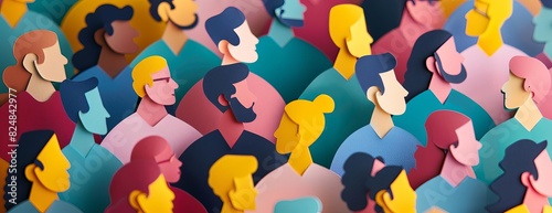 A diverse group of people of all ages and ethnicities are shown from the neck up. Each person is a different color.