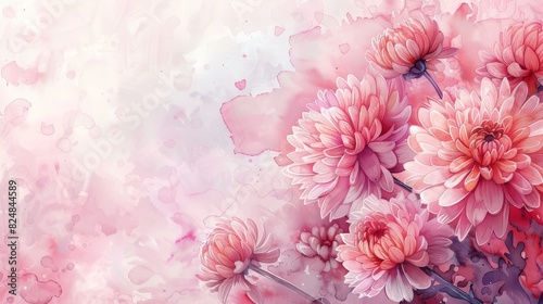 Pink watercolor flowers.