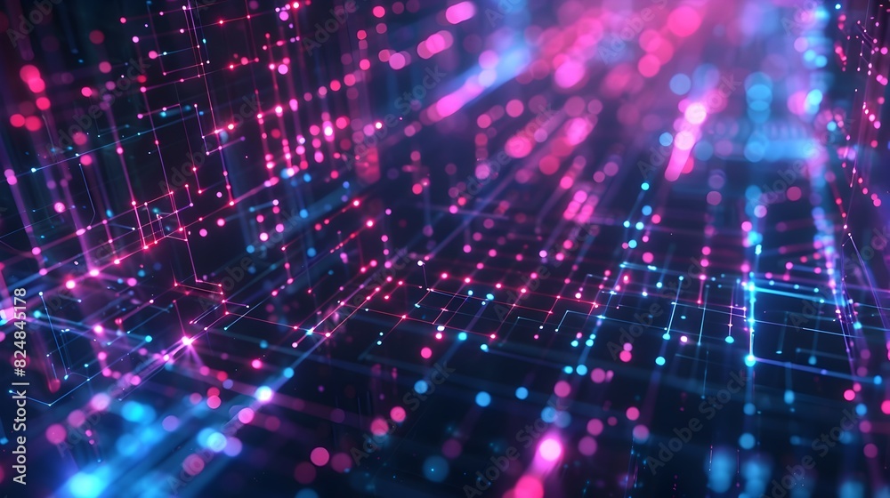 Futuristic Holographic Data Streams in Neon Hued Digital Landscape Futuristic Holographic Data Streams in Neon Hued Digital Landscape