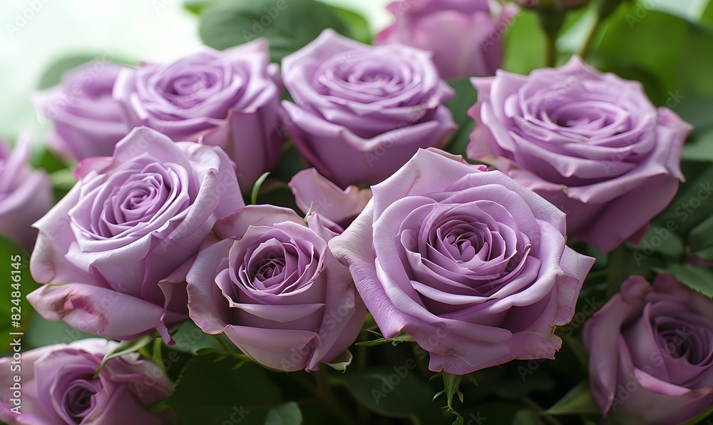 Beautiful purple roses in the early morning light, Generative AI Beautiful purple roses in the early morning light, Generative AI