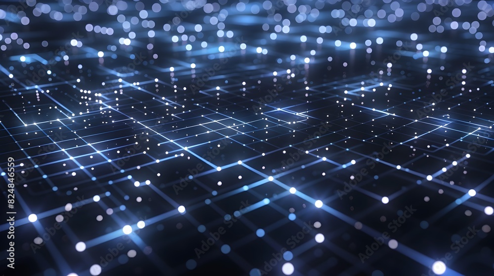 Fototapeta premium Glowing Data Circuits Forming Futuristic Grid in Sleek Modern Design