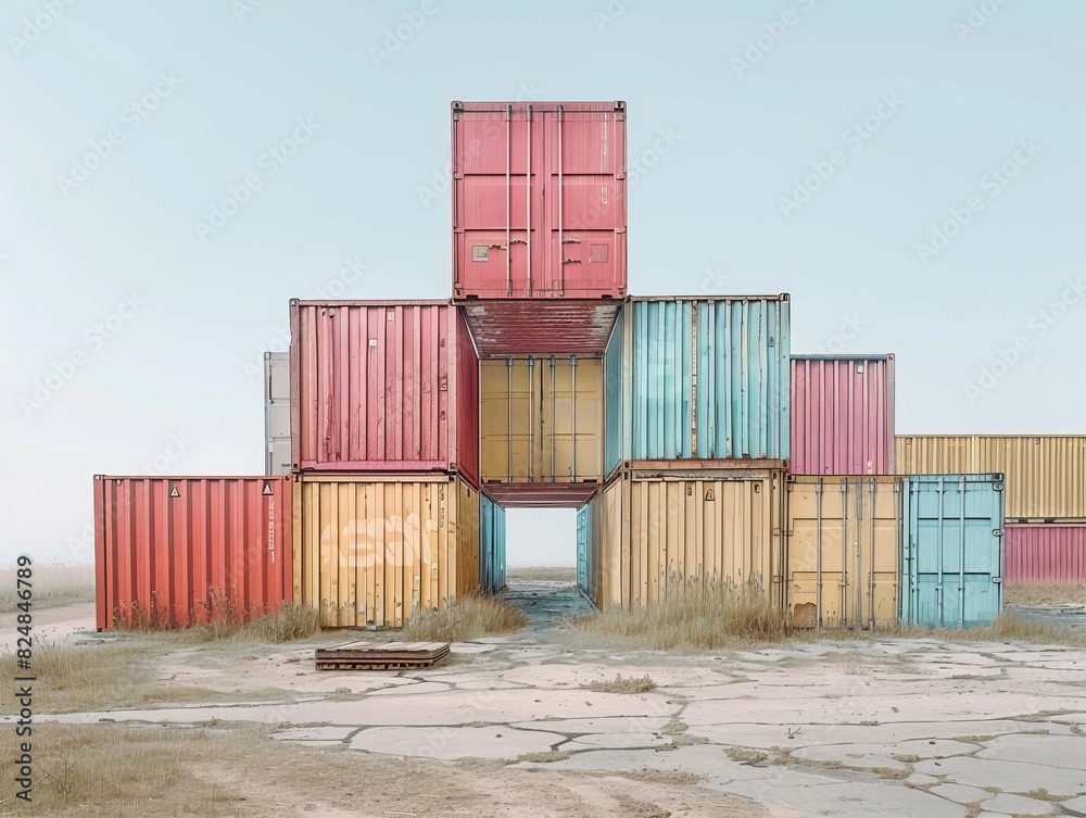 Fototapeta premium Exploring the World of Cargo Containers in AR 4:3