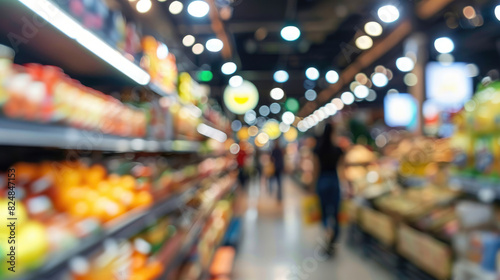 Blurry Supermarket and Store Interior in Mall