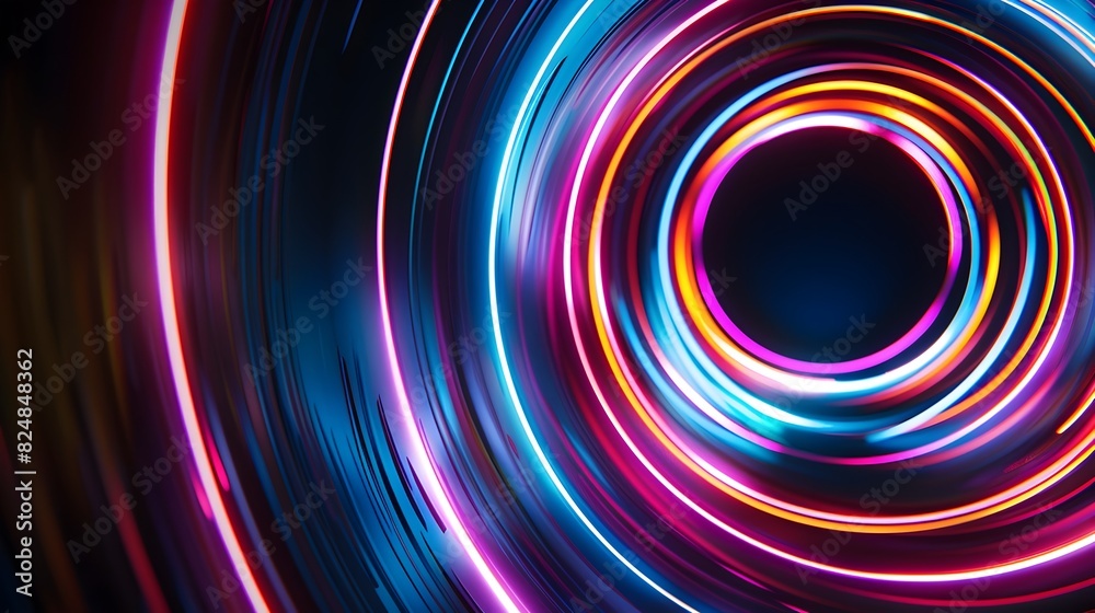Mesmerizing Neon Light Vortex Captivating Abstract Background for Tech Design and Visuals