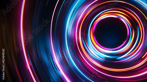 Mesmerizing Neon Light Vortex Captivating Abstract Background for Tech Design and Visuals