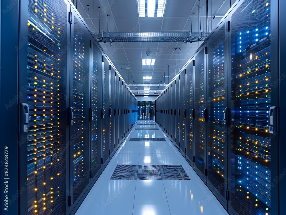 Fototapeta premium StateoftheArt Server Infrastructure A Peak into the Digital Backbone of a Thriving Business