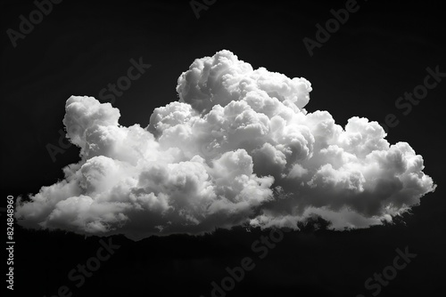 White cloud isolated on black background, high quality, high resolution