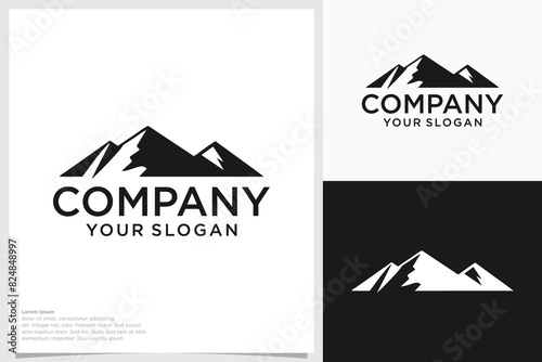 Mountain logo design template black icon and mountain logo vector