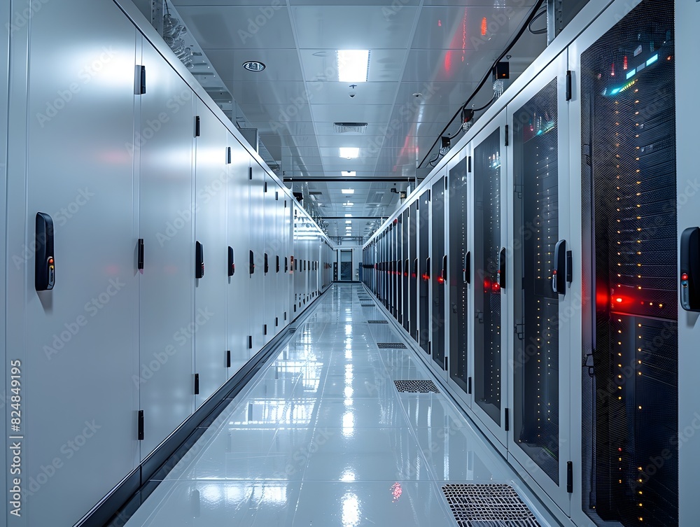 Fototapeta premium HighDensity Server Room StateoftheArt IT Infrastructure Powering the Digital Revolution