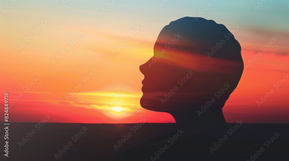 state of mind background concept - silhouette with copy space 