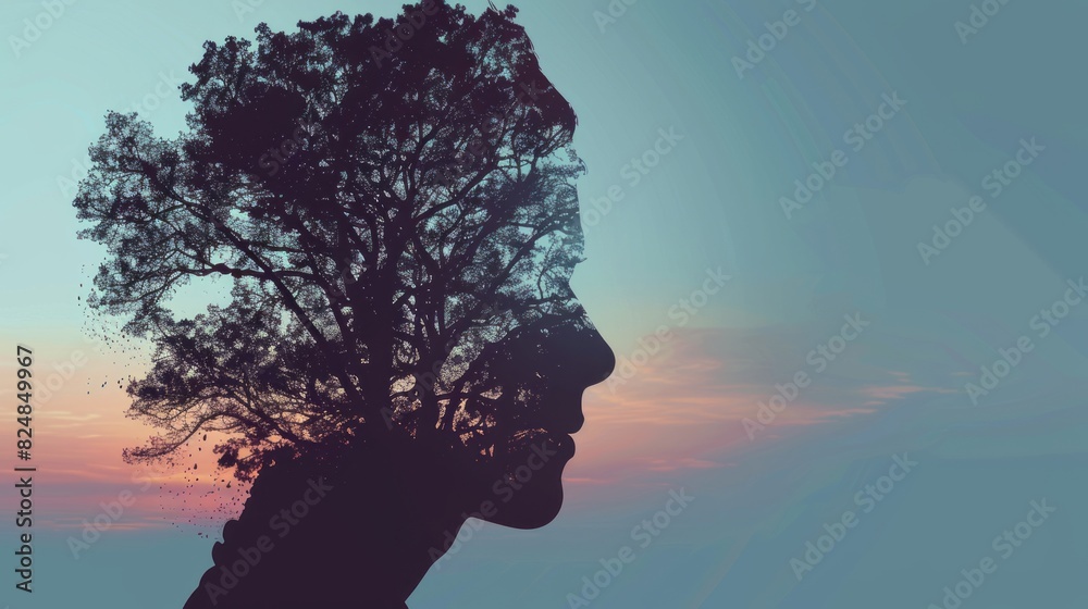 state of mind background concept - silhouette with copy space state of mind background concept - silhouette with copy space