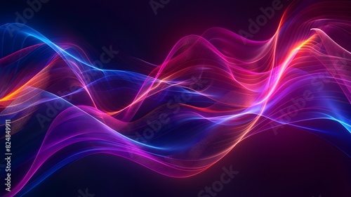Vibrant Neon Wavelike Movement in Dynamic Digital Composition