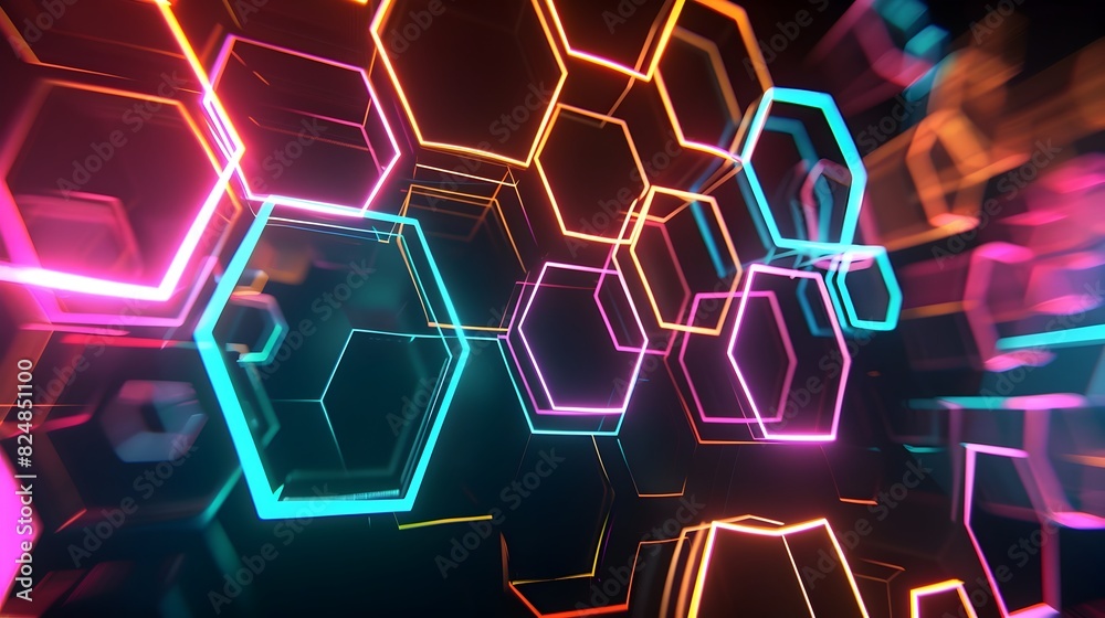 Radiant Hexagonal Brilliance Mesmerizing Digital Art for Tech Inspired Designs with Ample Space for Text Radiant Hexagonal Brilliance Mesmerizing Digital Art for Tech Inspired Designs with Ample Space for Text
