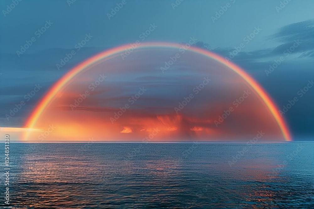 Illustration of the rainbow over the gulf of mexico, high quality, high resolution