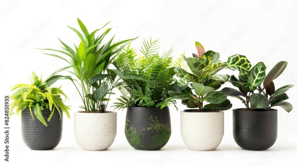 potted houseplants on white background potted houseplants on white background