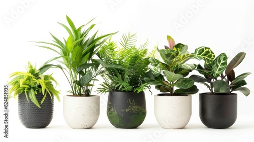 potted houseplants on white background