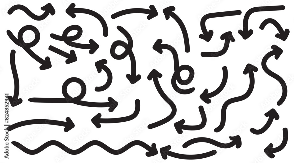 Collection of different doodle vectors vector arrow hand drawn element isolated on white background