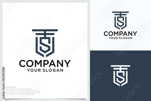 TS initial monogram logo law firm with pillar design