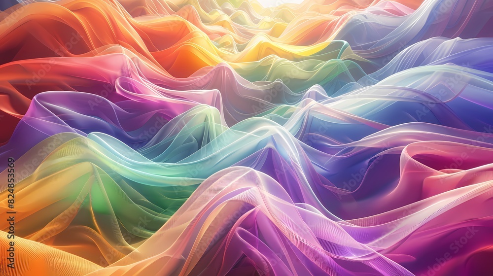 Cascading ribbons of color flowing gracefully, as the Spectrum Symphony weaves its magical tapestry of light and shade