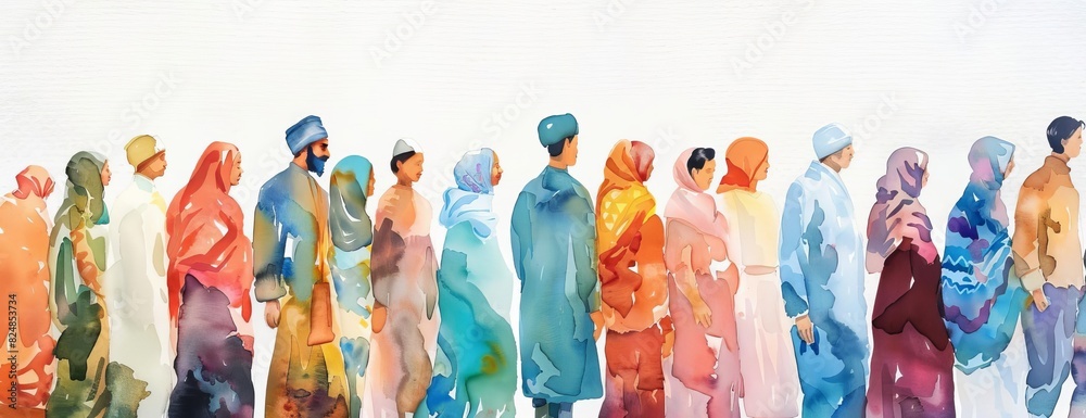 Obraz premium A group of diverse people wearing colorful traditional clothing.