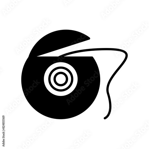 Dental floss icon. black fill icon