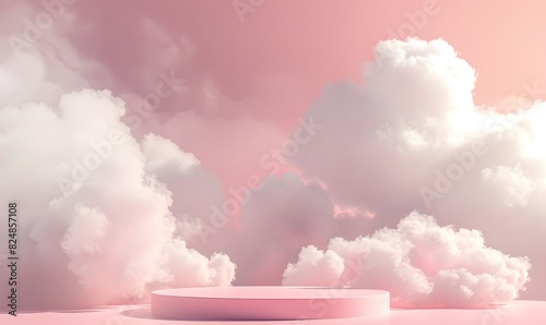 Pink podium stage minimal abstract background beauty dreamy space studio, Generative AI