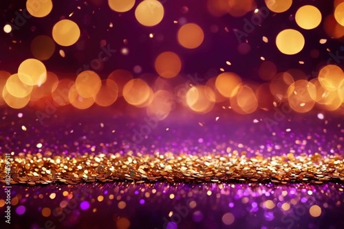 Elegant luxury purple and gold sparkling glitter lights for celebration