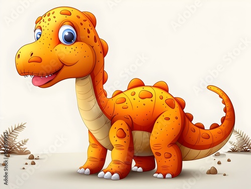Vibrant D Cartoon Dinosaur Design for Engaging Paleontological Learning photo