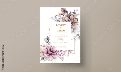 Beautiful floral engagement invitation template