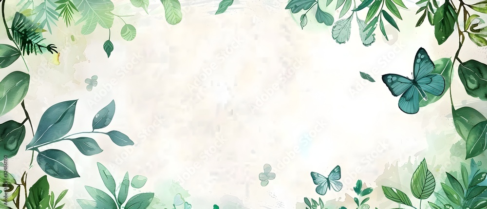 Whimsical Botanical Doodle Border with Blank Central Zone for World Cancer Day Messaging Whimsical Botanical Doodle Border with Blank Central Zone for World Cancer Day Messaging