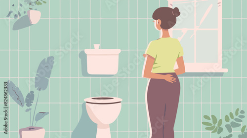 Frequent urination concept. Pregnancy symptom. Female photo