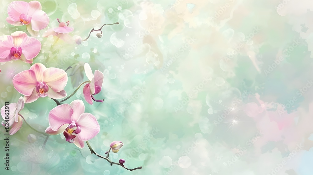 Delicate Orchid Blooms in Soft Pastel Watercolor Ambiance