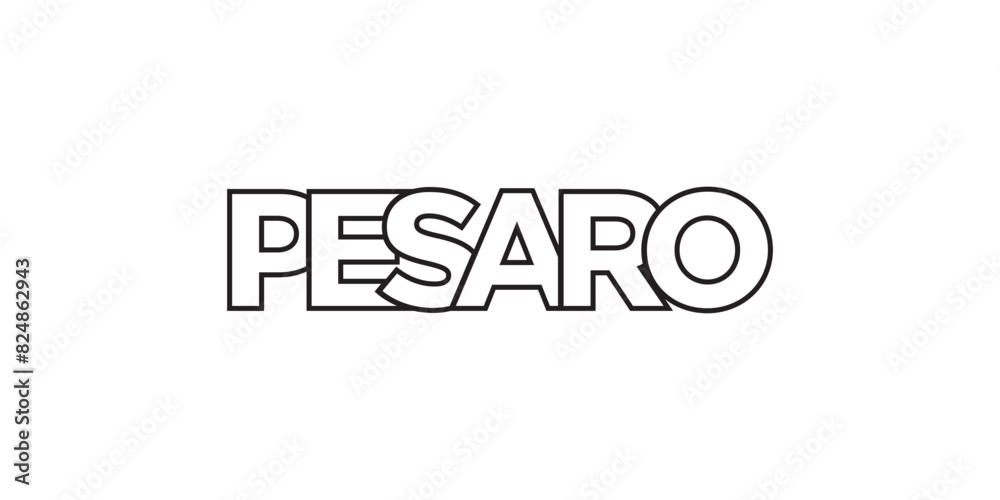 Pesaro in the Italia emblem. The design features a geometric style, vector illustration with bold typography in a modern font. The graphic slogan lettering. Pesaro in the Italia emblem. The design features a geometric style, vector illustration with bold typography in a modern font. The graphic slogan lettering.