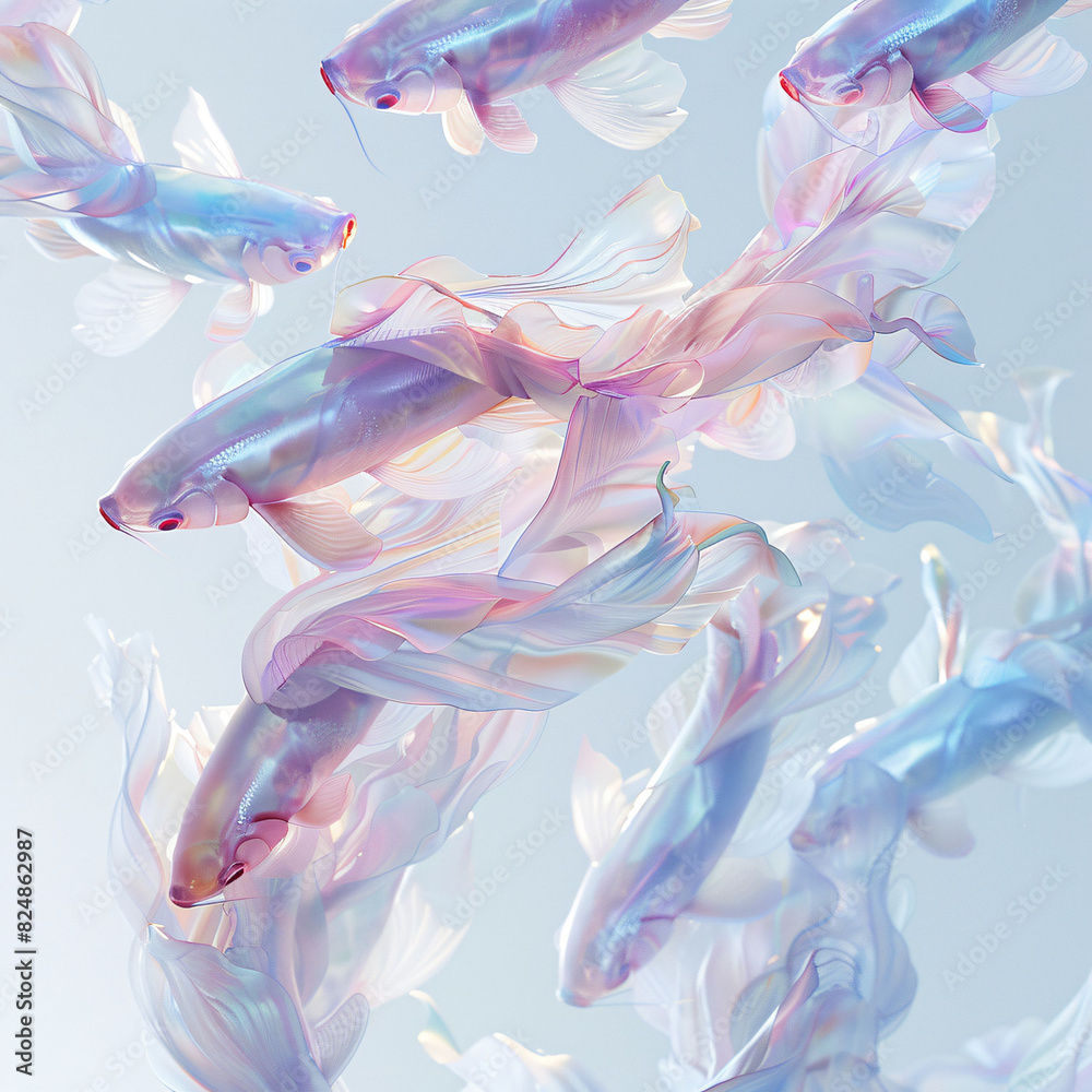 Obraz premium colorful fish, iridescent fish, underwater scene, 