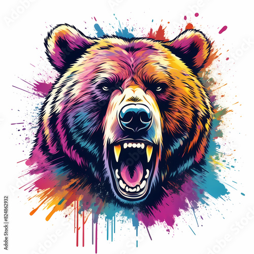 Powerful grizzly emblem, perfect for apparel and branding, exudes strength and dominance.