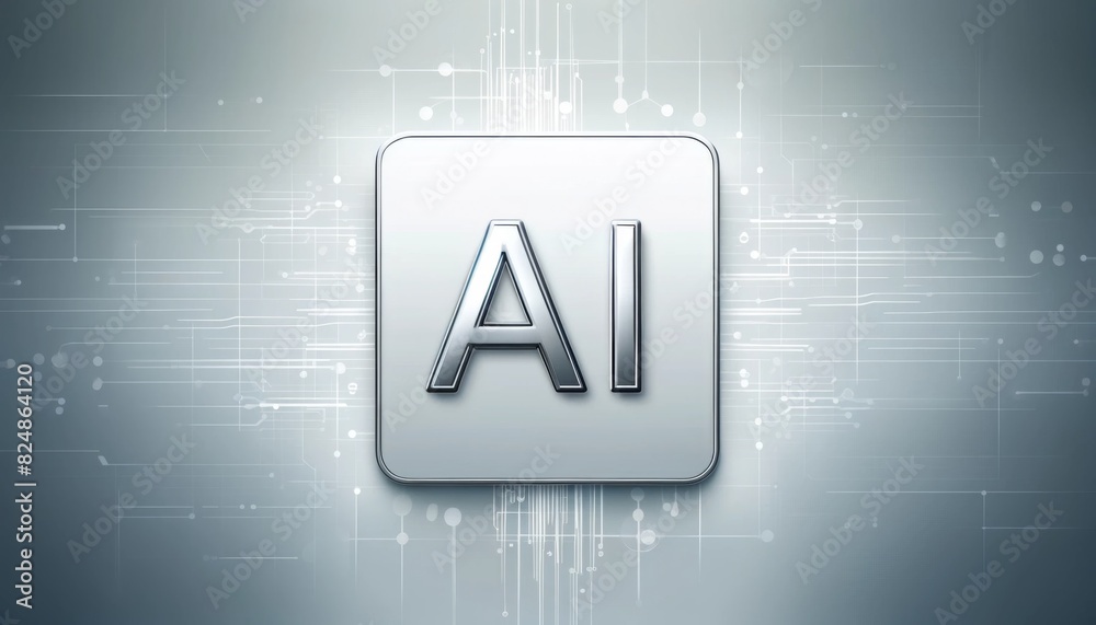 AI letters, word, symbol written on technology themed background AI letters, word, symbol written on technology themed background
