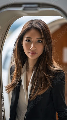 Asian female manager near business jet © Vlad Kapusta